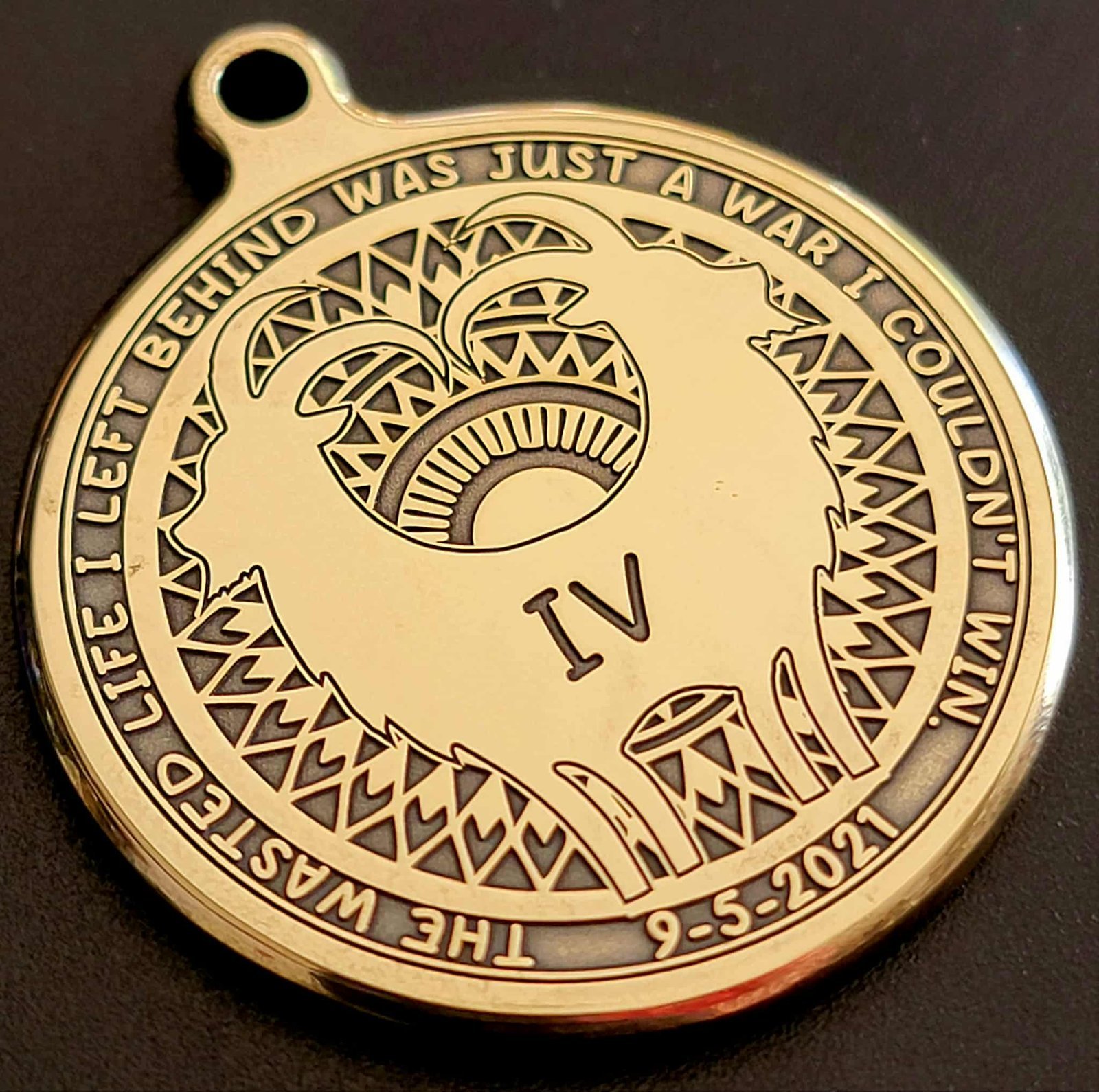 44mm Dusty Baggies Recovery Anniversary Pendant & Keychain – Bronze Medallion with Necklace & Jump Ring - Image 3
