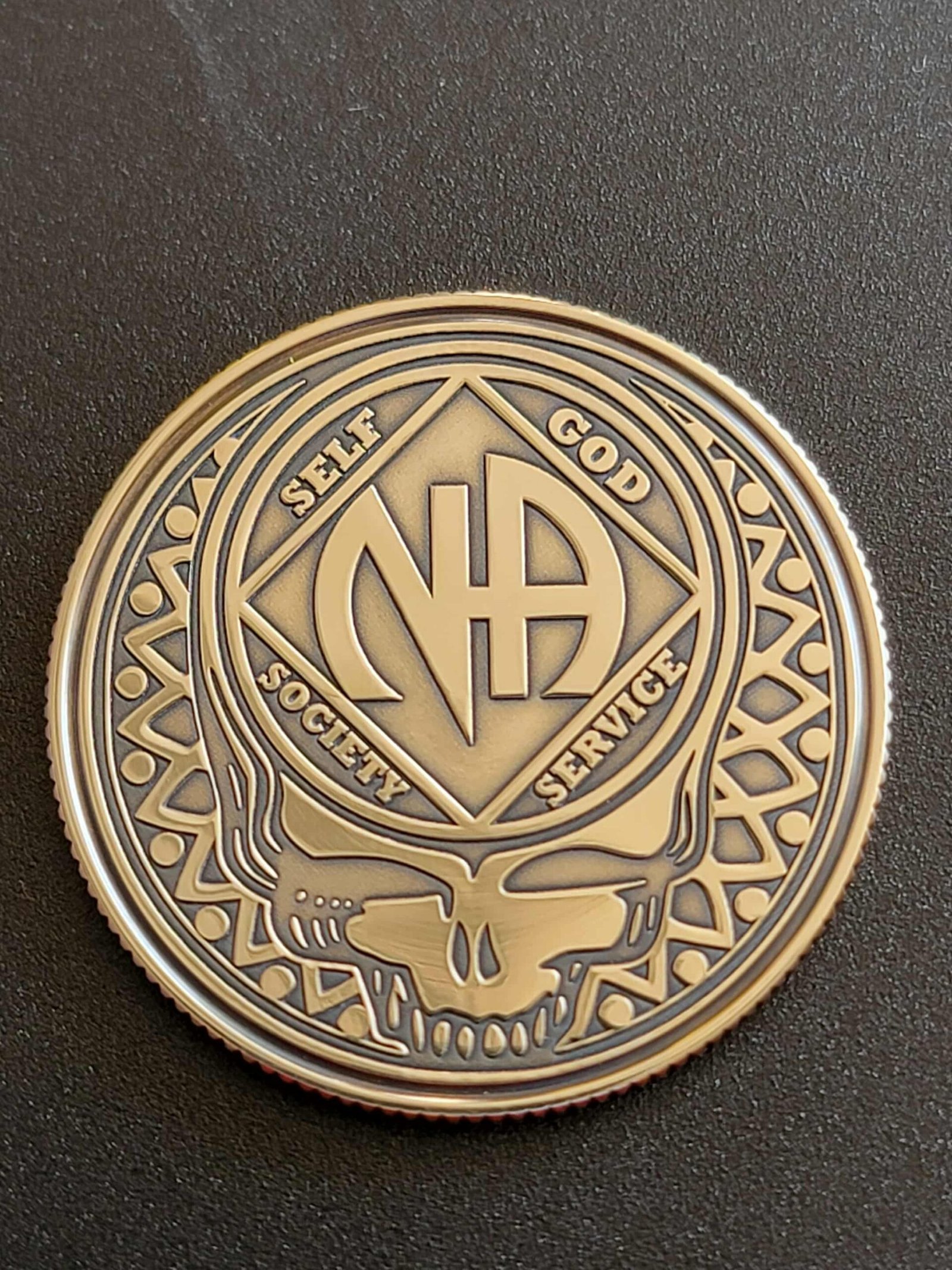 Grateful Dead NA Recovery Coin – Anniversary Token with Skull & NA Symbol (Personalize)