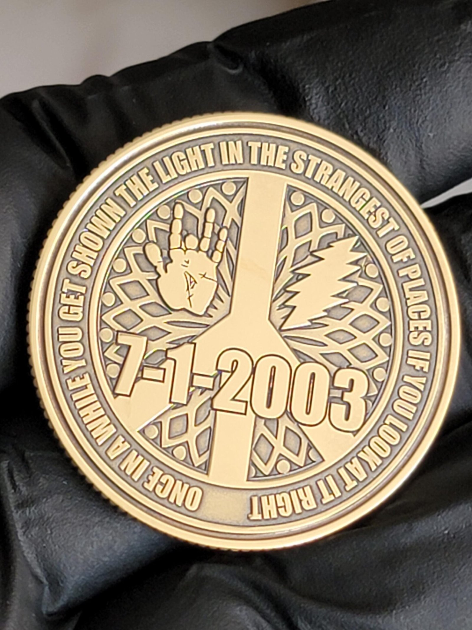 40mm x 3mm brass Stealie Mandala Recovery Anniversary Medallion - Image 3