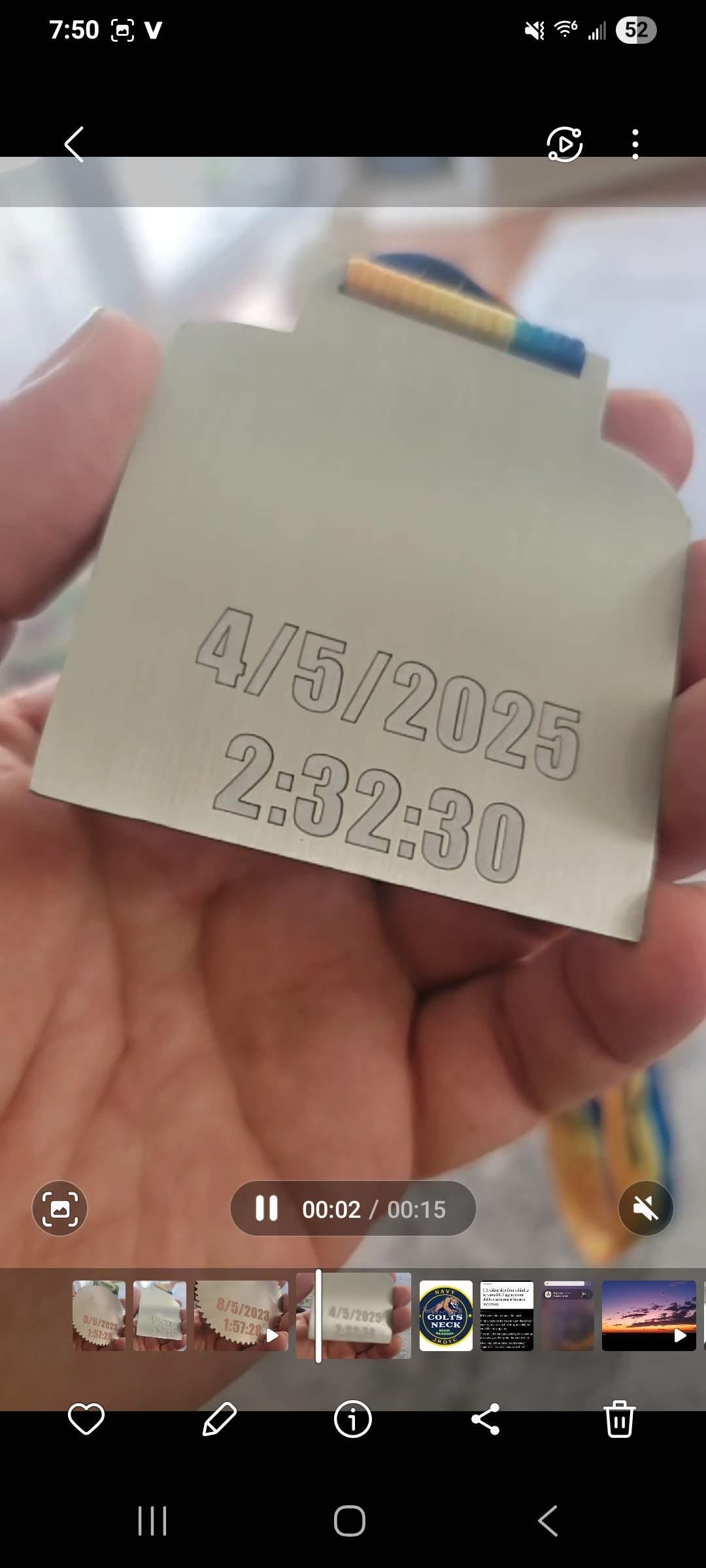 Marathon medallion engraving.